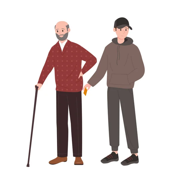 Furto Anziani Illustrazione Vettoriale Persona Cartone Animato Isolato Giovane Personaggio — Vettoriale Stock