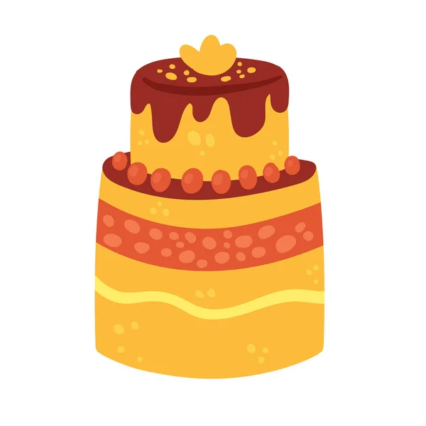 Duży Smaczny Tort Urodzinowy Rozpuszczoną Czekoladą Ciasto Pyszny Deser Świętowania — Wektor stockowy