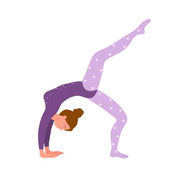 Sirk kadın akrobat gösterisi. Karnaval gösterisi, lunapark konseri karikatür vektör çizimi