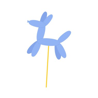 Yaratıcı mavi helyum balonlu hayvan. Eğlence parkı hediyeleri, sirk gösterisi vektör illüstrasyonu