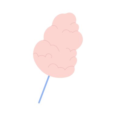 Tatlı pembe yün şeker. Lunapark tatlıları, sirk gösterisi karikatür çizimleri.