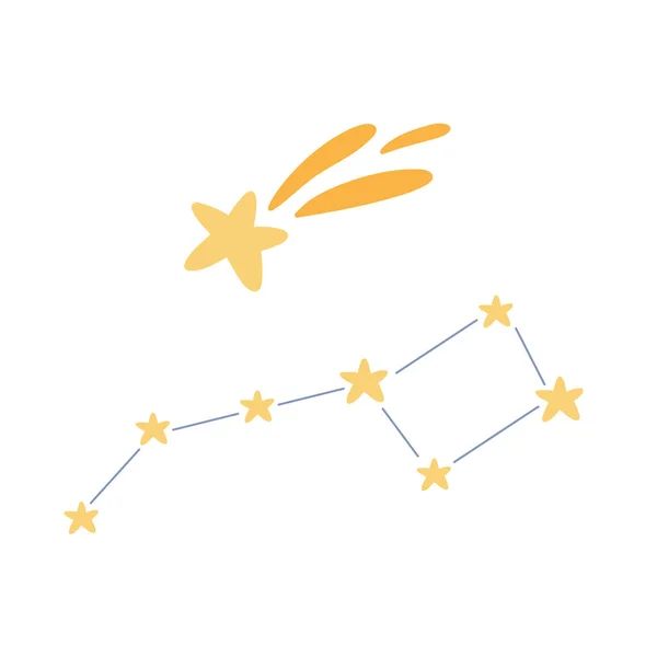 Jolie Constellation Étoiles Chute Des Étoiles Filantes Des Comètes Avec — Image vectorielle