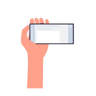 Cep telefonu kullanan bir el. İnsan eli akıllı telefon, cep telefonu kullanıcı karikatür çizimi