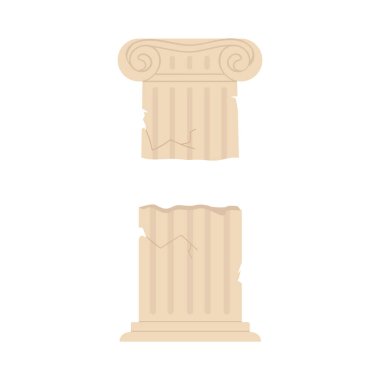 Antik Roma harabeleri. İtalyan eski mimarisi, tapınak sütun vektör çizimi