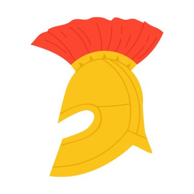 Antik Romalı asker kaskı. Eski ordu güvenlik ekipmanları, baş metal koruma vektör çizimi