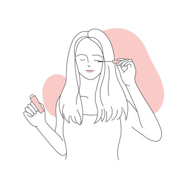 Rimel süren bir kadın. Profesyonel makyaj rehberi, güzel bayan göz çizgisi çizimi