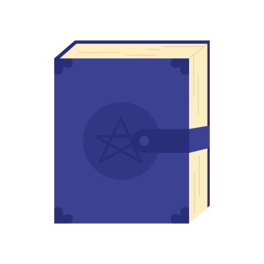 Eski bir büyü kitabı. Büyücülük aksesuarları, büyülü okült ayin vektör çizimi