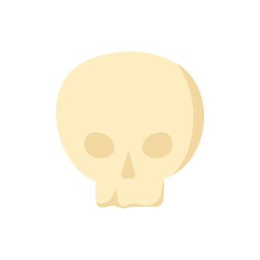 Sihirli insan kafatası. Mistik büyücülük, okült sihirbazlık ritüeli aksesuarları çizgi film vektör illüstrasyonu.