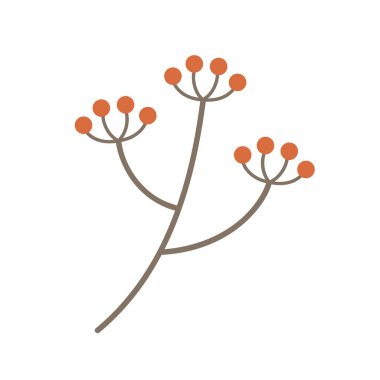 Böğürtlenli orman dalı. Dekoratif bitki, vahşi yaşam faunası ve bitki vektör illüstrasyonu