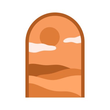 Fas doğalı Arap penceresi. Tepelerin soyut görünümü çizgi film vektör çizimi