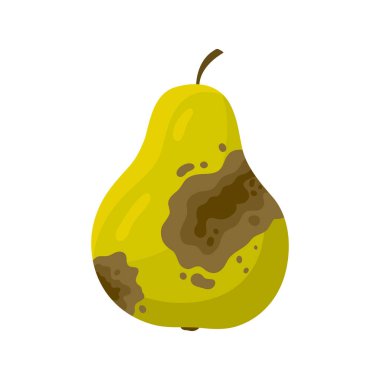 Çürümüş akran meyvesi. Mutfaktan gelen kötü sağlıksız yiyecekler, tarihi geçmiş küflü ürünler çizgi film vektör çizimleri.