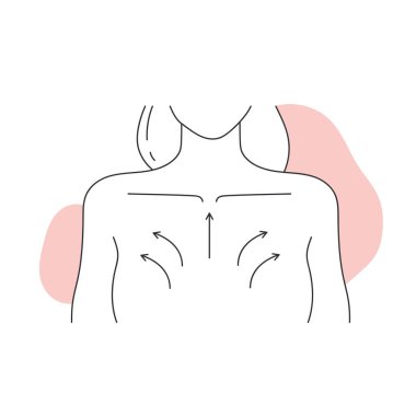 Serumla dekolte masaj. Güzellik cilt bakımı rutini, vücut tedavi çizgisi çizelgesi çizimi