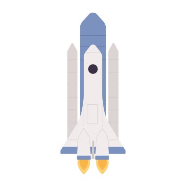 Cosmos araştırma mekiği. Uzay uçağı, astronomik araştırma karikatürü vektör çizimi