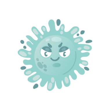 Çizgi roman mikroorganizması mikroorganizma, kawaii mikrop mikrop mikrop mikrop bakteri virüsü beyaz yüzle izole edilmiş komik surat