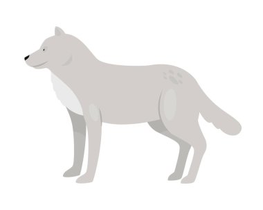 Vahşi kutup kurdu. Kuzey Kutbu ve Antarktika hayvanları, Kar Hayvanları çizgi film vektör çizimi