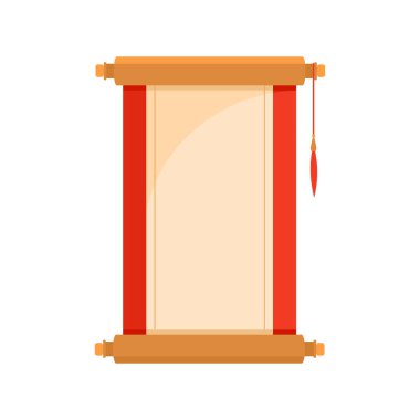 Çin antik parşömeni. Doğu Asya parşömen kağıdı, Japon kültür karikatürü vektör çizimi