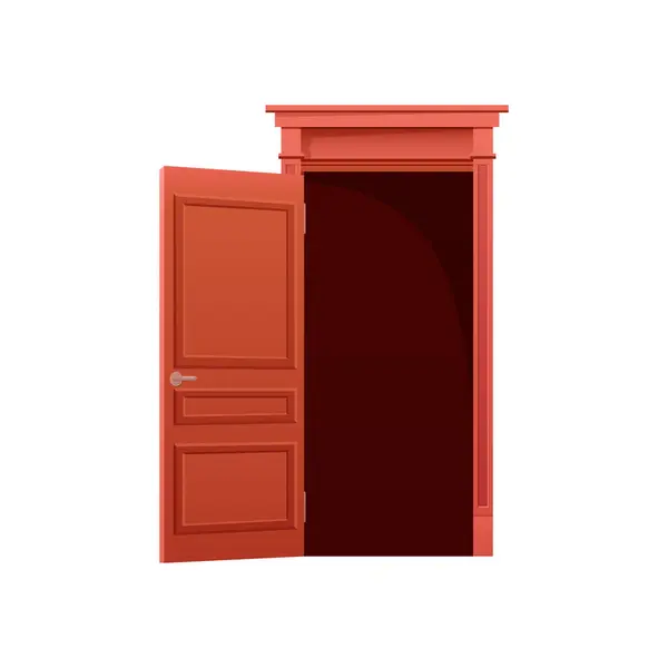 Fase Abertura Porta Animada Casa Porta Entrada Porta Frente Madeira — Vetor de Stock