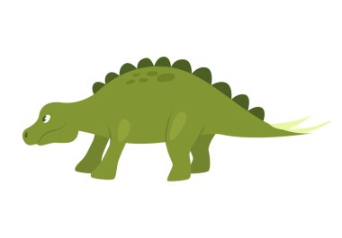 Şirin Stegosaurus dinozoru. Tarih öncesi hayvanlar, orman sürüngenleri grubu, jurasik dünya evrimi çizgi film çizimleri.