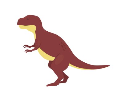 Yırtıcı dinozor hayvanı. Tarih öncesi hayvanlar, orman sürüngenleri grubu, jurasik dünya evrimi çizgi film çizimleri.