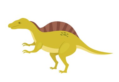 Spinosaurus dinozor hayvanı. Tarih öncesi hayvanlar, orman sürüngenleri grubu, jurasik dünya evrimi çizgi film çizimleri.