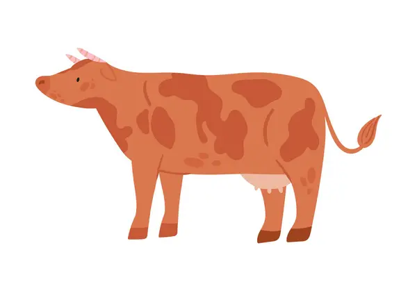 Ferme Vaches Activité Agricole Élevage Animaux Ranch Illustration Vectorielle Plate — Image vectorielle