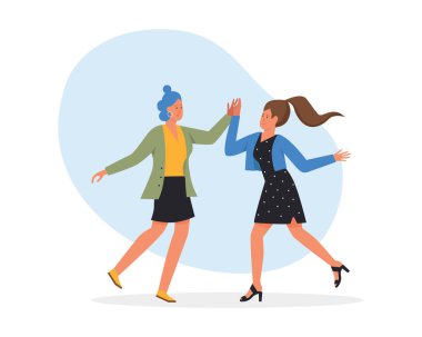 En iyi bayan arkadaşlar. Gerçek arkadaşlık, birlikte eğlenmek, kadın arkadaşlığı düz vektör çizimi.