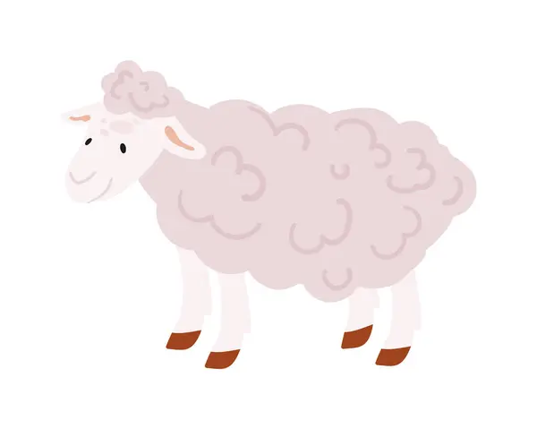 Koyun Çiftliği Çiftçilik Faaliyetleri Çiftlik Hayvanlarının Düz Vektör Çizimleri — Stok Vektör