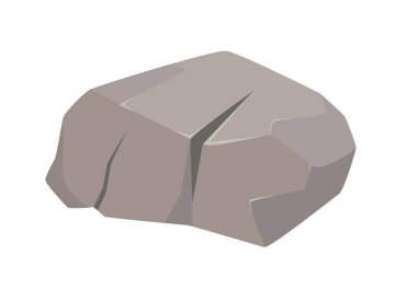 Kaya kayası, doğal bloğun çatlak gri taş materyali, inşaat vektörü çizimi için.