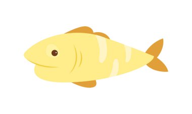 Şirin sarı balık yüzüyor, sualtı tropikal deniz veya okyanus canlısı illüstrasyonu