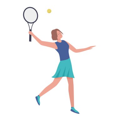 Tenis antrenmanında kadın raketle zıplayarak topa vuruyor.