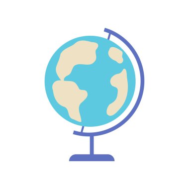 Dünya küresi okul vektör illüstrasyonunda coğrafya dersi için beklemede.