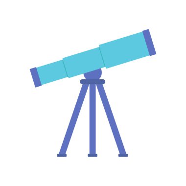 Okul mavi teleskobu, okul vektör illüstrasyonunda astronomi öğrenmek için dürbün