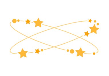 Baş dönmesi ve baş dönmesi, akşamdan kalma ikonu, sarı yıldızlar ve daireler vektör ilüstrasyonunda döner