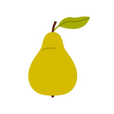 Yapraklı yeşil armut, güz bahçesi illüstrasyonundan sağlıklı meyve hasadı.