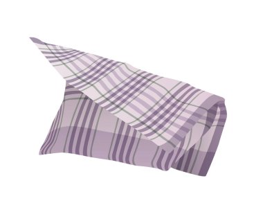 Katlanmış kumaş havlu ya da mutfak masa örtüsü ve gingham desenli vektör çizimi.
