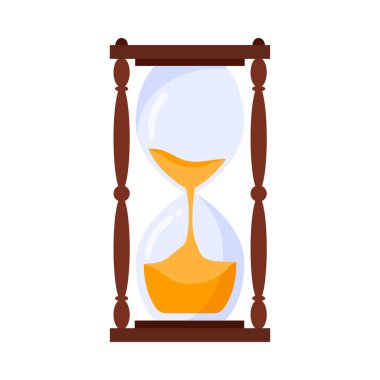 Antika kum saati, zaman vektör illüstrasyonunu ölçmek için altın dolu kum saati.