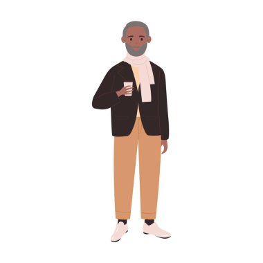 Şık ve modaya uygun bir adam elinde bir içki tutuyor, kendine güveni tam modern bir stil sergiliyor.