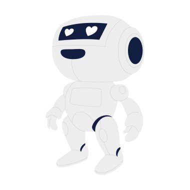 Çekici bir tasarımı ve kalp şeklinde gözleri olan, çeşitli yaratıcı projeler için mükemmel bir robot karakter.