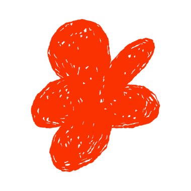 İzole edilmiş beyaz arkaplan çizimi üzerinde kabataslak dokusu olan el çizimi kırmızı form