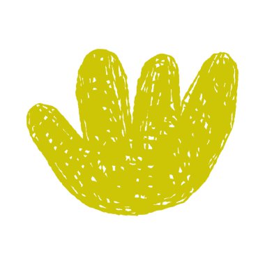 İzole edilmiş beyaz arkaplan vektör illüstrasyonunda desenli çizgileri olan modern soyut sarı el şekli