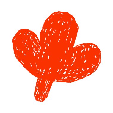 Beyaz arkaplanda el çizimi kırmızı kaktüs şekli, izole edilmiş modern vektör çizimi