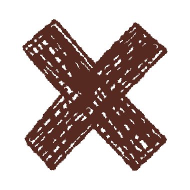 Hata, iptal ya da soyut tasarım vektörü illüstrasyonu için izole edilmiş kahverengi renkli çapraz işaret