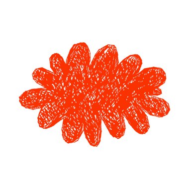 İzole edilmiş beyaz arkaplan vektör illüstrasyonuna resim çizen neşeli çocukları andıran parlak kırmızı pastel boya.