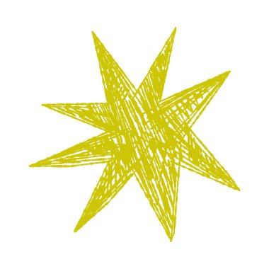 İzole edilmiş beyaz arkaplan vektör illüstrasyonunda el çizimi sarı yıldız