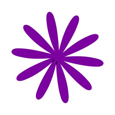 Soyut izole edilmiş mor yıldız patlaması. Temiz beyaz arka plan çizimi üzerinde yaprakımsı ışınlar.