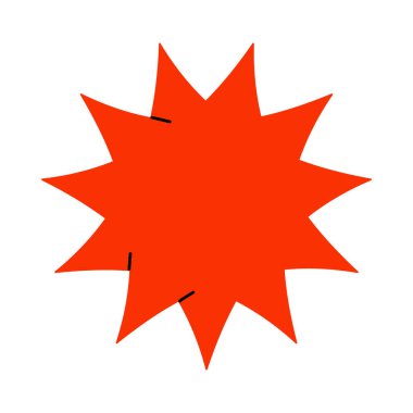 Temiz beyaz arkaplan çizimi üzerinde izole edilmiş keskin noktaları olan parlak kırmızı yıldız patlaması