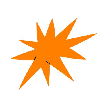 Beyaz izole edilmiş arka plan çizimi üzerinde keskin noktaları olan soyut turuncu yıldız patlaması