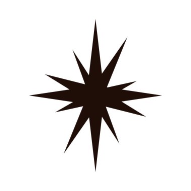 Basit siyah sekiz köşeli yıldız şekli tasarım vektörü çizimi için beyaz arkaplan üzerinde izole