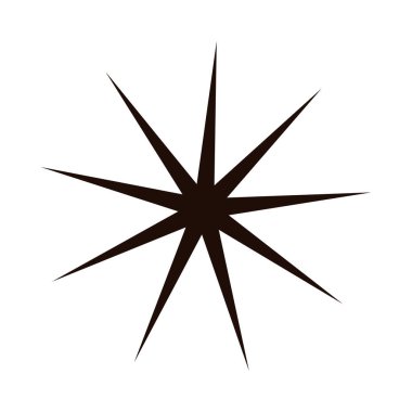 İzole edilmiş beyaz arkaplan vektör illüstrasyonunda keskin siyah sekiz köşeli yıldız şekli