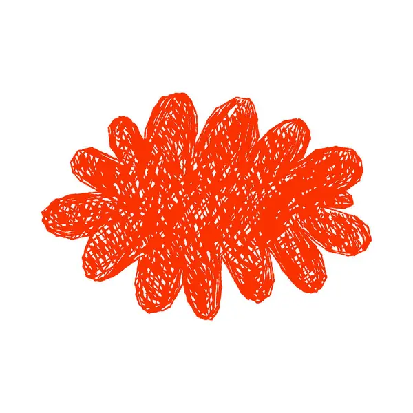 İzole edilmiş beyaz arkaplan vektör illüstrasyonuna resim çizen neşeli çocukları andıran parlak kırmızı pastel boya.